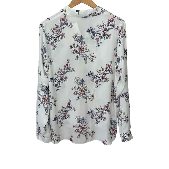 Primark Floral Blouse Womens Top Size US 14 Button Up Cuff Sleeve White - Picture 3 of 8